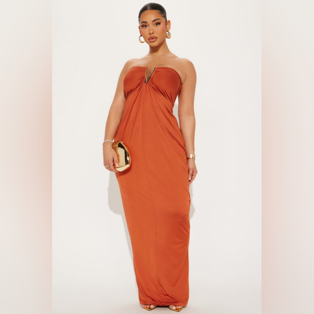 Fashion Nova Orange Strapless Gown for Weddings